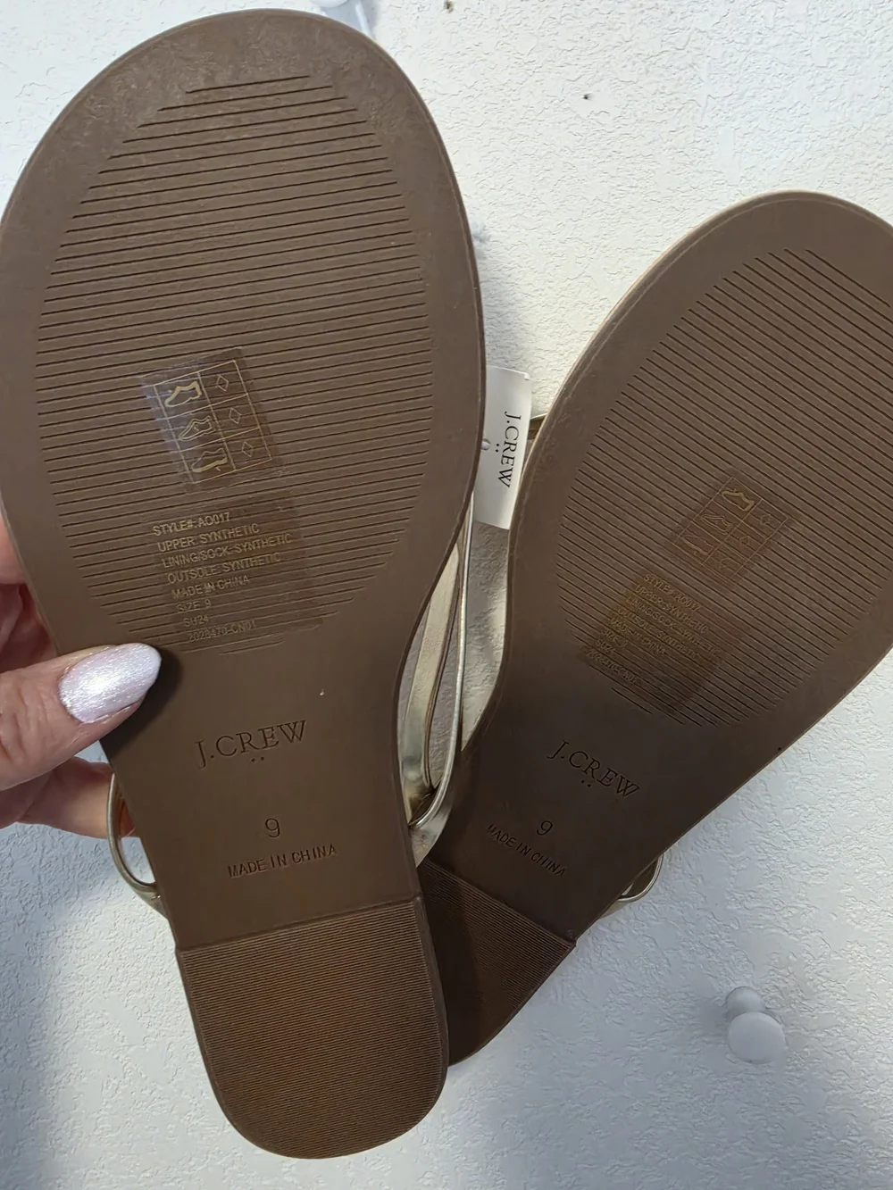 J. Crew Factory Metallic Gold Thong Sandals - Women Size 9 NWT